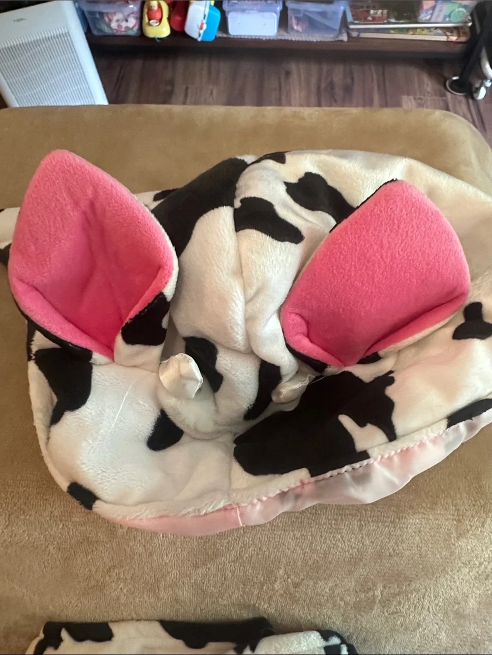 Cow Print Hooded Dog Costume with Pink Lining